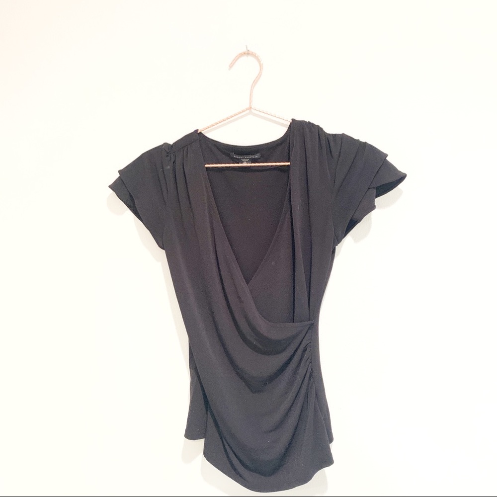Banana Republic Black Tulip Sleeve Top. XS Petite. Workwear. Office Outfit